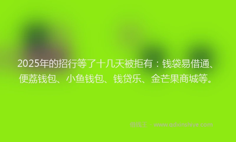 2025年的招行等了十几天被拒有：钱袋易借通、便荔钱包、小鱼钱包、钱贷乐、金芒果商城等。