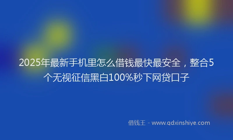 2025年最新手机里怎么借钱最快最安全，整合5个无视征信黑白100%秒下网贷口子
