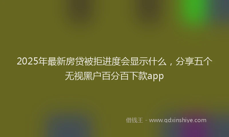 2025年最新房贷被拒进度会显示什么，分享五个无视黑户百分百下款app