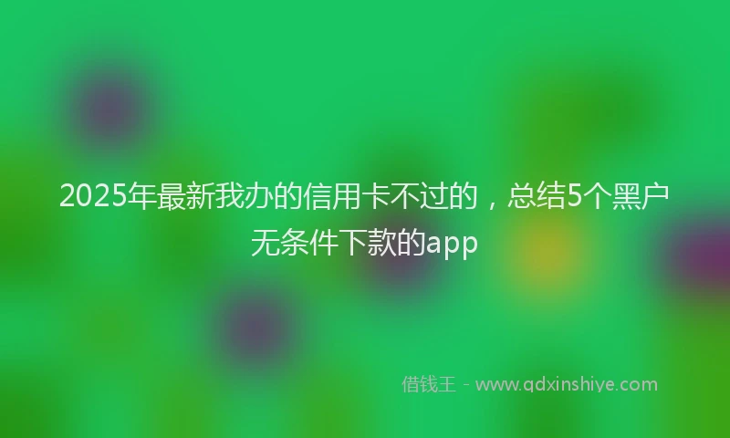 2025年最新我办的信用卡不过的，总结5个黑户无条件下款的app