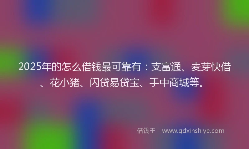 2025年的怎么借钱最可靠有：支富通、麦芽快借、花小猪、闪贷易贷宝、手中商城等。
