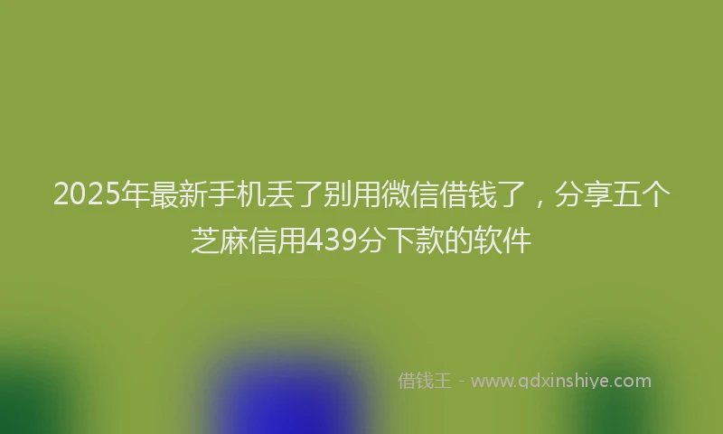 2025年最新手机丢了别用微信借钱了，分享五个芝麻信用439分下款的软件