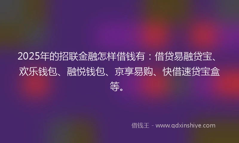 2025年的招联金融怎样借钱有：借贷易融贷宝、欢乐钱包、融悦钱包、京享易购、快借速贷宝盒等。