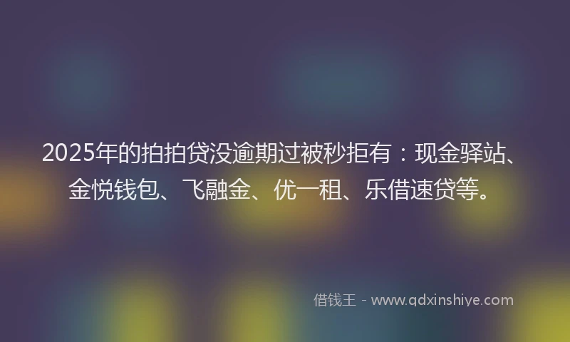 2025年的拍拍贷没逾期过被秒拒有：现金驿站、金悦钱包、飞融金、优一租、乐借速贷等。