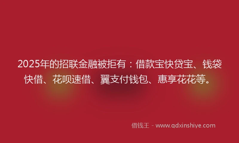 2025年的招联金融被拒有：借款宝快贷宝、钱袋快借、花呗速借、翼支付钱包、惠享花花等。