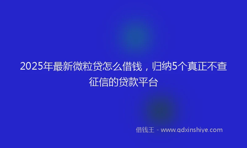2025年最新微粒贷怎么借钱，归纳5个真正不查征信的贷款平台