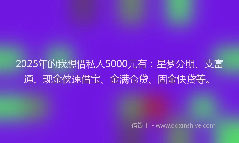 2025年的我想借私人5000元有：星梦分期、支富通、现金侠速借宝、金满仓贷、固金快贷等。
