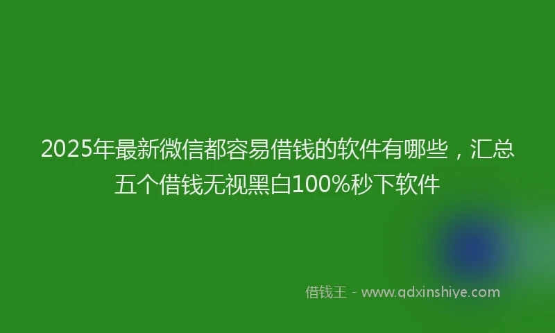 2025年最新微信都容易借钱的软件有哪些，汇总五个借钱无视黑白100%秒下软件