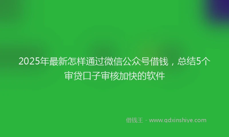 2025年最新怎样通过微信公众号借钱，总结5个审贷口子审核加快的软件