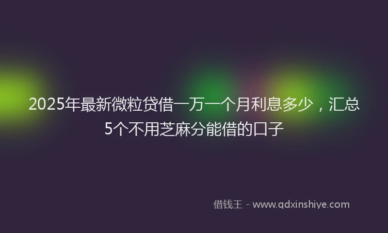 2025年最新微粒贷借一万一个月利息多少，汇总5个不用芝麻分能借的口子