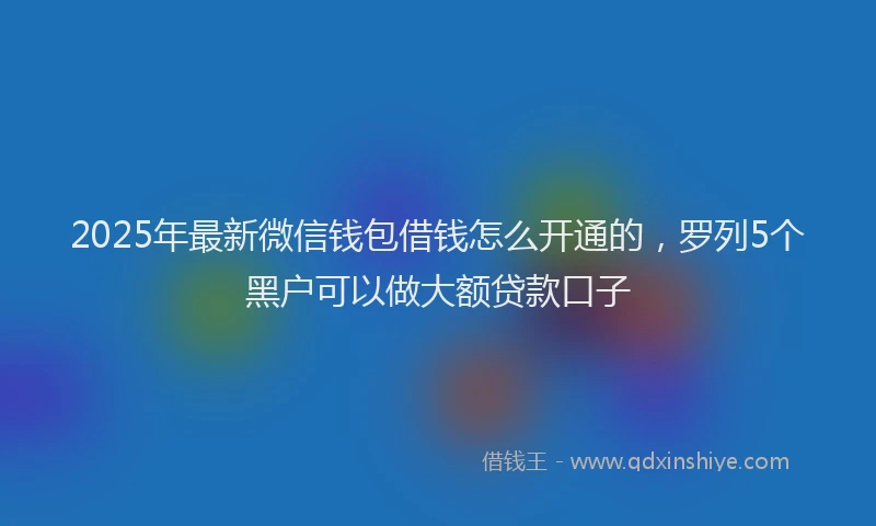 2025年最新微信钱包借钱怎么开通的，罗列5个黑户可以做大额贷款口子