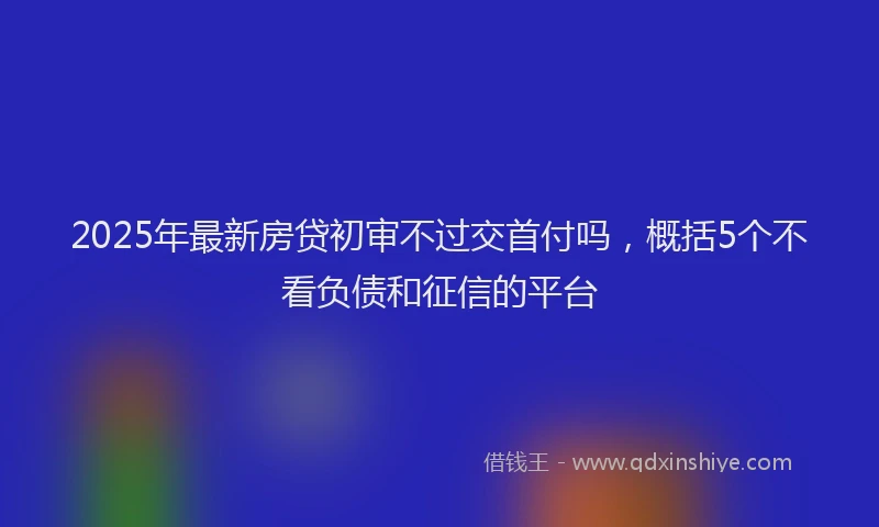 2025年最新房贷初审不过交首付吗，概括5个不看负债和征信的平台