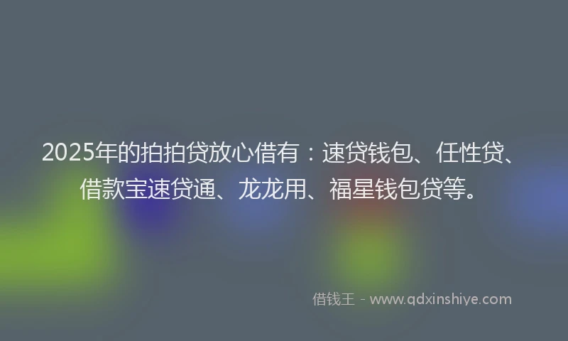 2025年的拍拍贷放心借有：速贷钱包、任性贷、借款宝速贷通、龙龙用、福星钱包贷等。