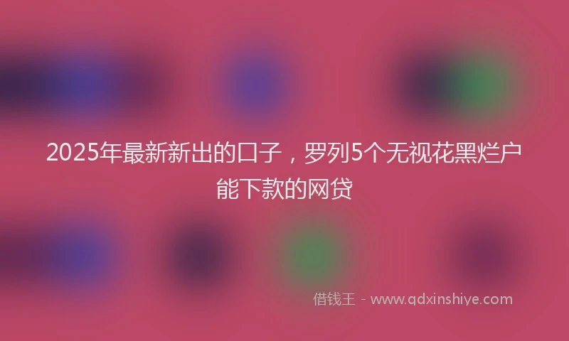 2025年最新新出的口子，罗列5个无视花黑烂户能下款的网贷
