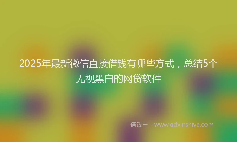 2025年最新微信直接借钱有哪些方式，总结5个无视黑白的网贷软件