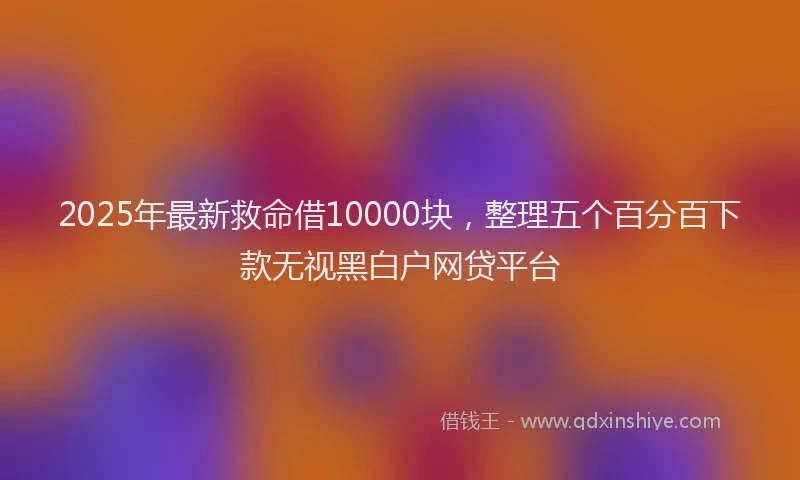 2025年最新救命借10000块，整理五个百分百下款无视黑白户网贷平台