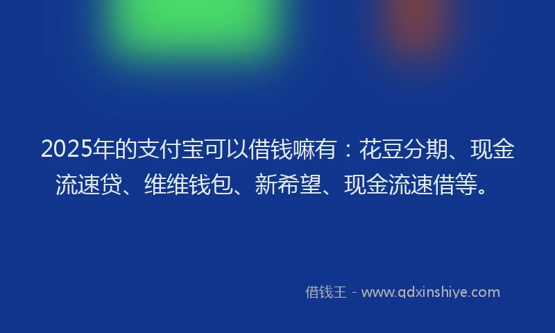 2025年的支付宝可以借钱嘛有：花豆分期、现金流速贷、维维钱包、新希望、现金流速借等。