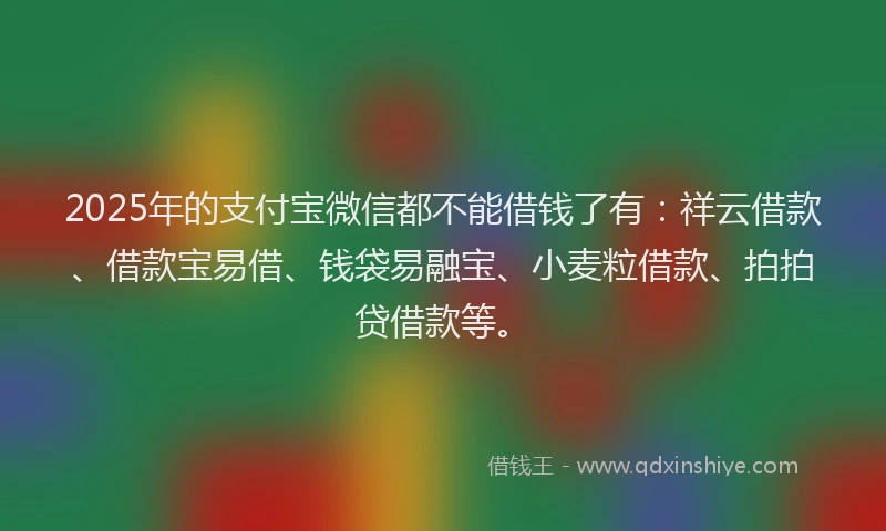 2025年的支付宝微信都不能借钱了有：祥云借款、借款宝易借、钱袋易融宝、小麦粒借款、拍拍贷借款等。