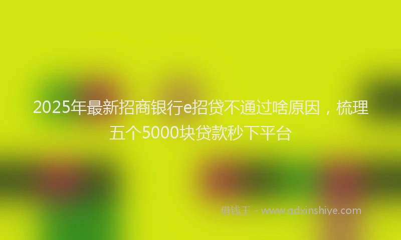2025年最新招商银行e招贷不通过啥原因，梳理五个5000块贷款秒下平台