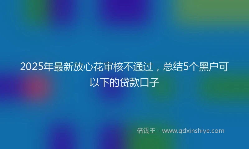 2025年最新放心花审核不通过，总结5个黑户可以下的贷款口子