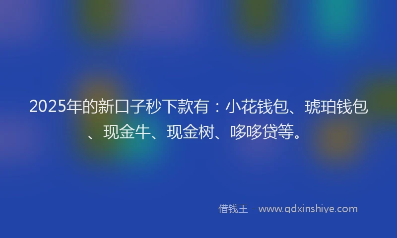 2025年的新口子秒下款有：小花钱包、琥珀钱包、现金牛、现金树、哆哆贷等。