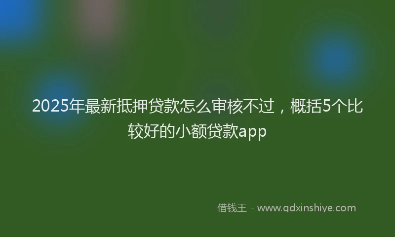 2025年最新抵押贷款怎么审核不过，概括5个比较好的小额贷款app