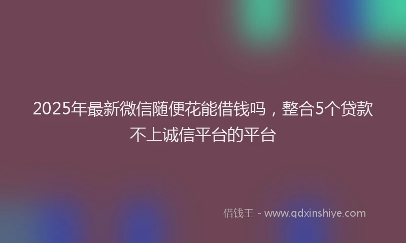 2025年最新微信随便花能借钱吗，整合5个贷款不上诚信平台的平台