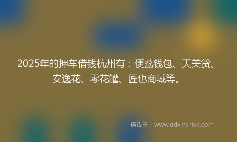 2025年的押车借钱杭州有：便荔钱包、天美贷、安逸花、零花罐、匠也商城等。