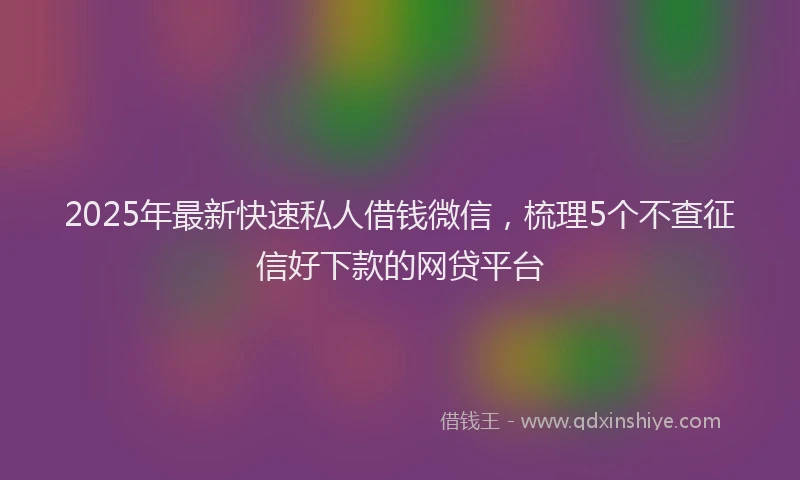 2025年最新快速私人借钱微信，梳理5个不查征信好下款的网贷平台