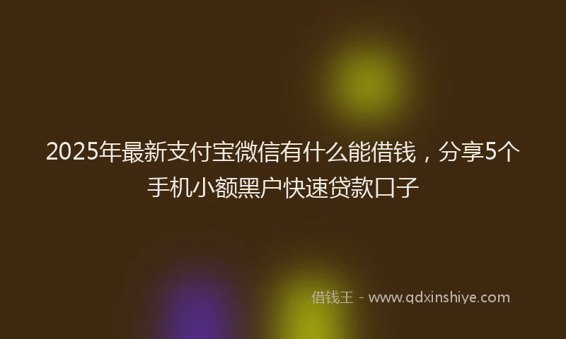 2025年最新支付宝微信有什么能借钱，分享5个手机小额黑户快速贷款口子