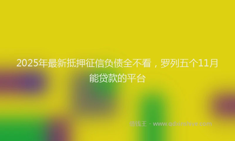 2025年最新抵押征信负债全不看，罗列五个11月能贷款的平台