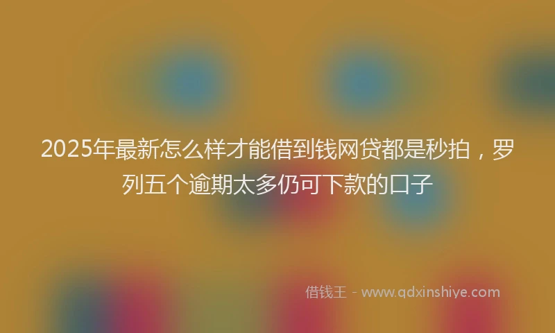 2025年最新怎么样才能借到钱网贷都是秒拍，罗列五个逾期太多仍可下款的口子