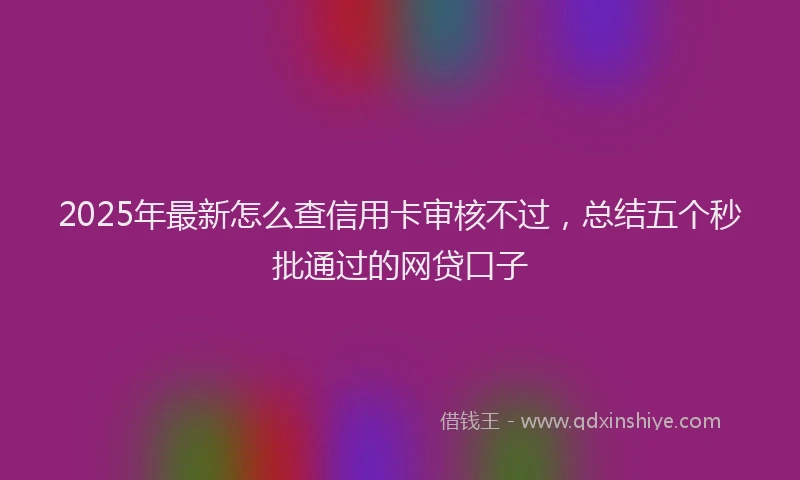 2025年最新怎么查信用卡审核不过，总结五个秒批通过的网贷口子