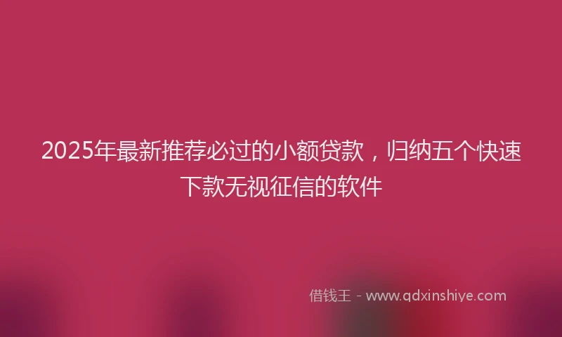 2025年最新推荐必过的小额贷款，归纳五个快速下款无视征信的软件