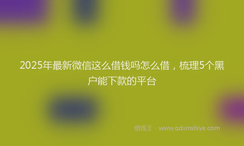 2025年最新微信这么借钱吗怎么借，梳理5个黑户能下款的平台