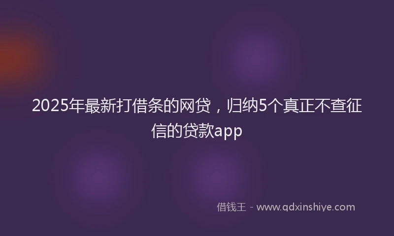 2025年最新打借条的网贷，归纳5个真正不查征信的贷款app