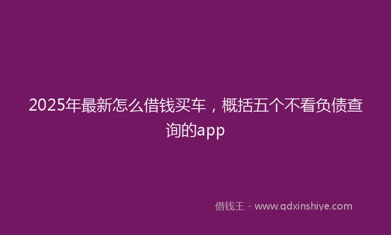 2025年最新怎么借钱买车，概括五个不看负债查询的app