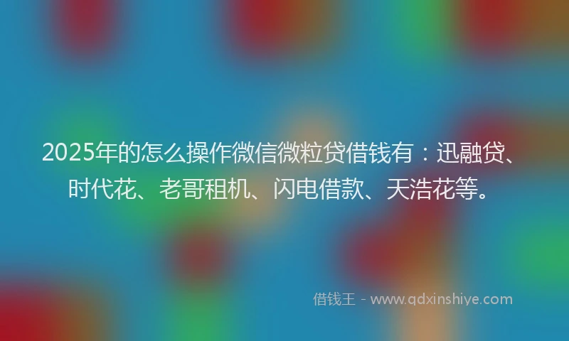 2025年的怎么操作微信微粒贷借钱有：迅融贷、时代花、老哥租机、闪电借款、天浩花等。
