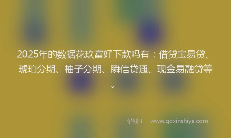 2025年的数据花玖富好下款吗有：借贷宝易贷、琥珀分期、柚子分期、瞬信贷通、现金易融贷等。