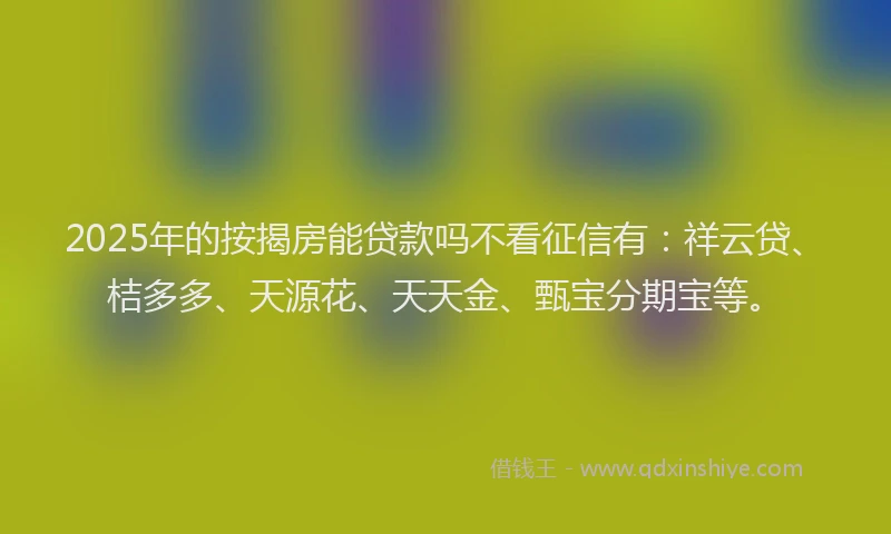 2025年的按揭房能贷款吗不看征信有：祥云贷、桔多多、天源花、天天金、甄宝分期宝等。