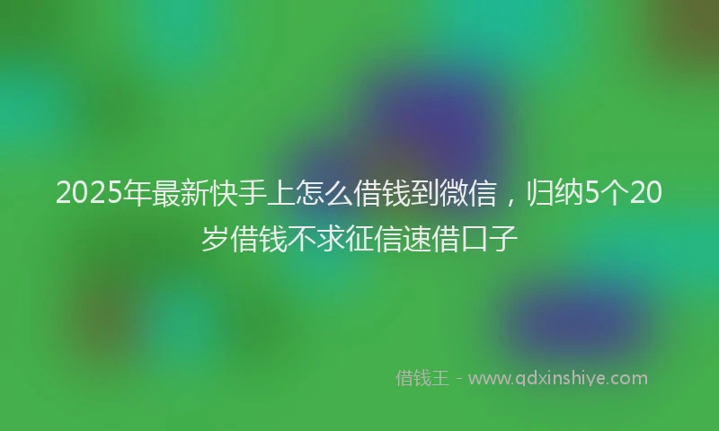 2025年最新快手上怎么借钱到微信，归纳5个20岁借钱不求征信速借口子