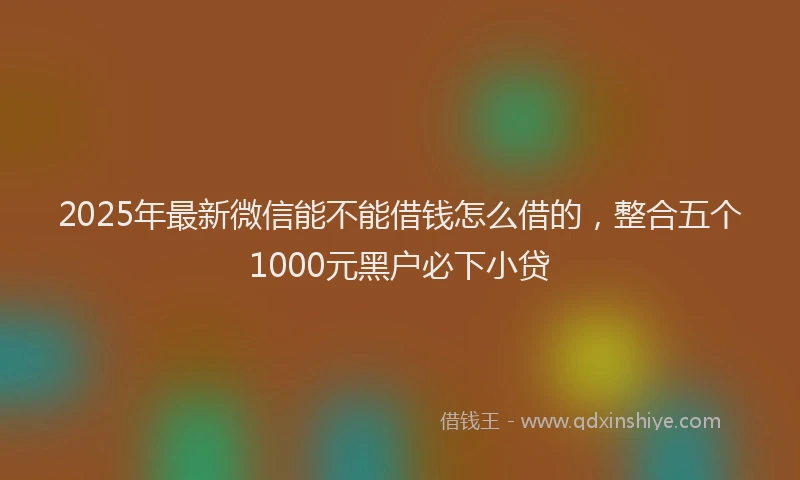2025年最新微信能不能借钱怎么借的，整合五个1000元黑户必下小贷