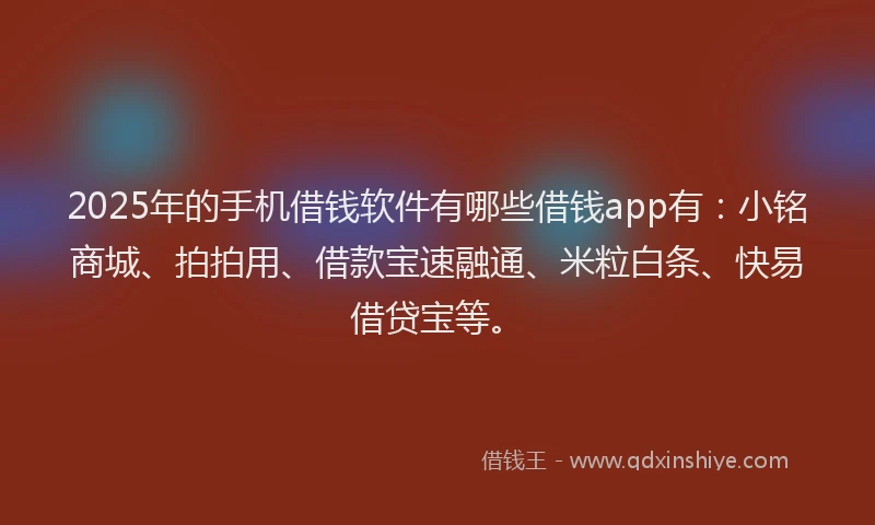 2025年的手机借钱软件有哪些借钱app有：小铭商城、拍拍用、借款宝速融通、米粒白条、快易借贷宝等。