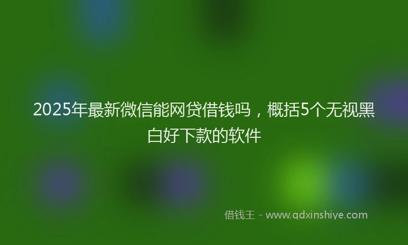 2025年最新微信能网贷借钱吗，概括5个无视黑白好下款的软件