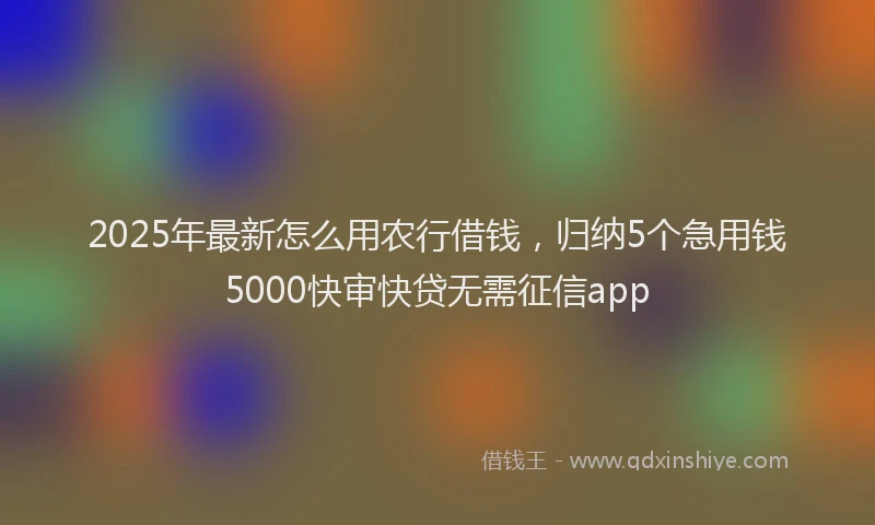 2025年最新怎么用农行借钱，归纳5个急用钱5000快审快贷无需征信app