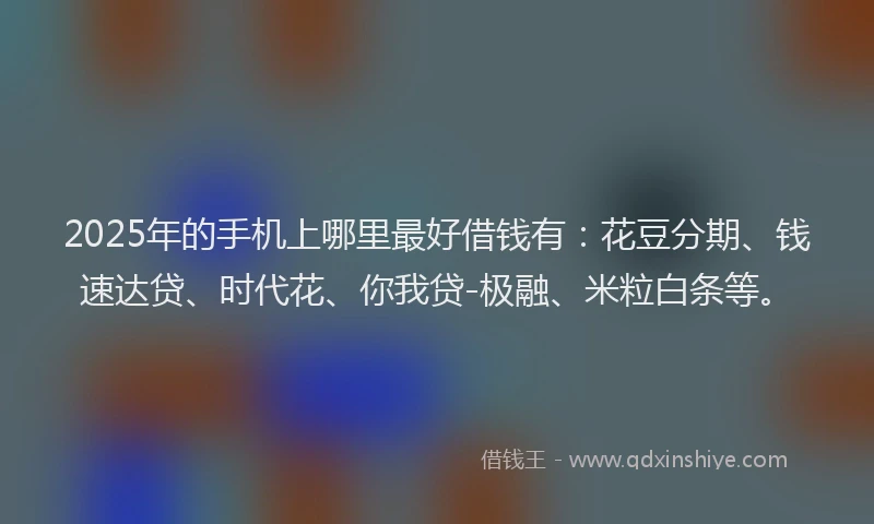 2025年的手机上哪里最好借钱有：花豆分期、钱速达贷、时代花、你我贷-极融、米粒白条等。