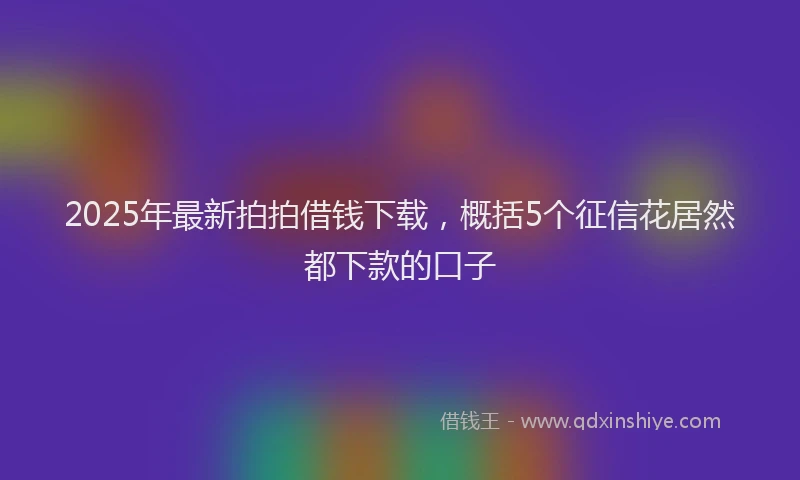 2025年最新拍拍借钱下载，概括5个征信花居然都下款的口子