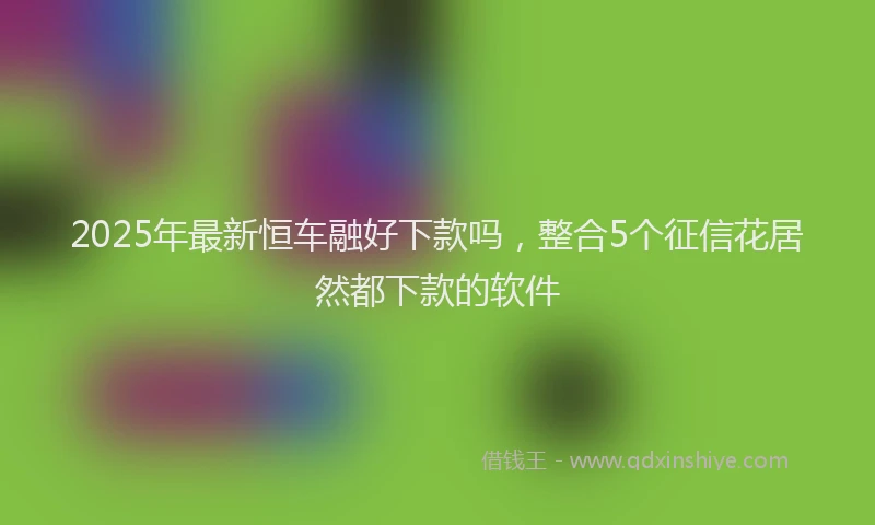 2025年最新恒车融好下款吗，整合5个征信花居然都下款的软件