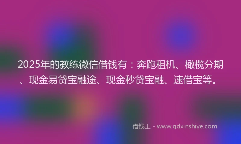 2025年的教练微信借钱有：奔跑租机、橄榄分期、现金易贷宝融途、现金秒贷宝融、速借宝等。
