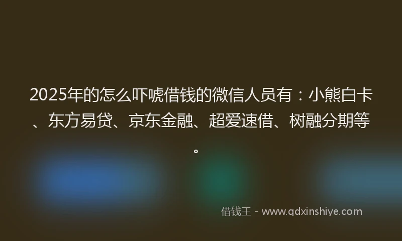 2025年的怎么吓唬借钱的微信人员有：小熊白卡、东方易贷、京东金融、超爱速借、树融分期等。